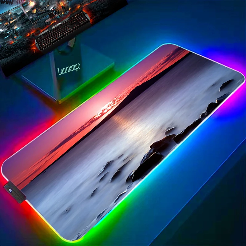 

Коврик для компьютерной мыши Sunrise Xxl RGB, Настольный коврик, большой коврик для мыши, игровые коврики для ПК, аксессуары для геймеров, ковер с а...