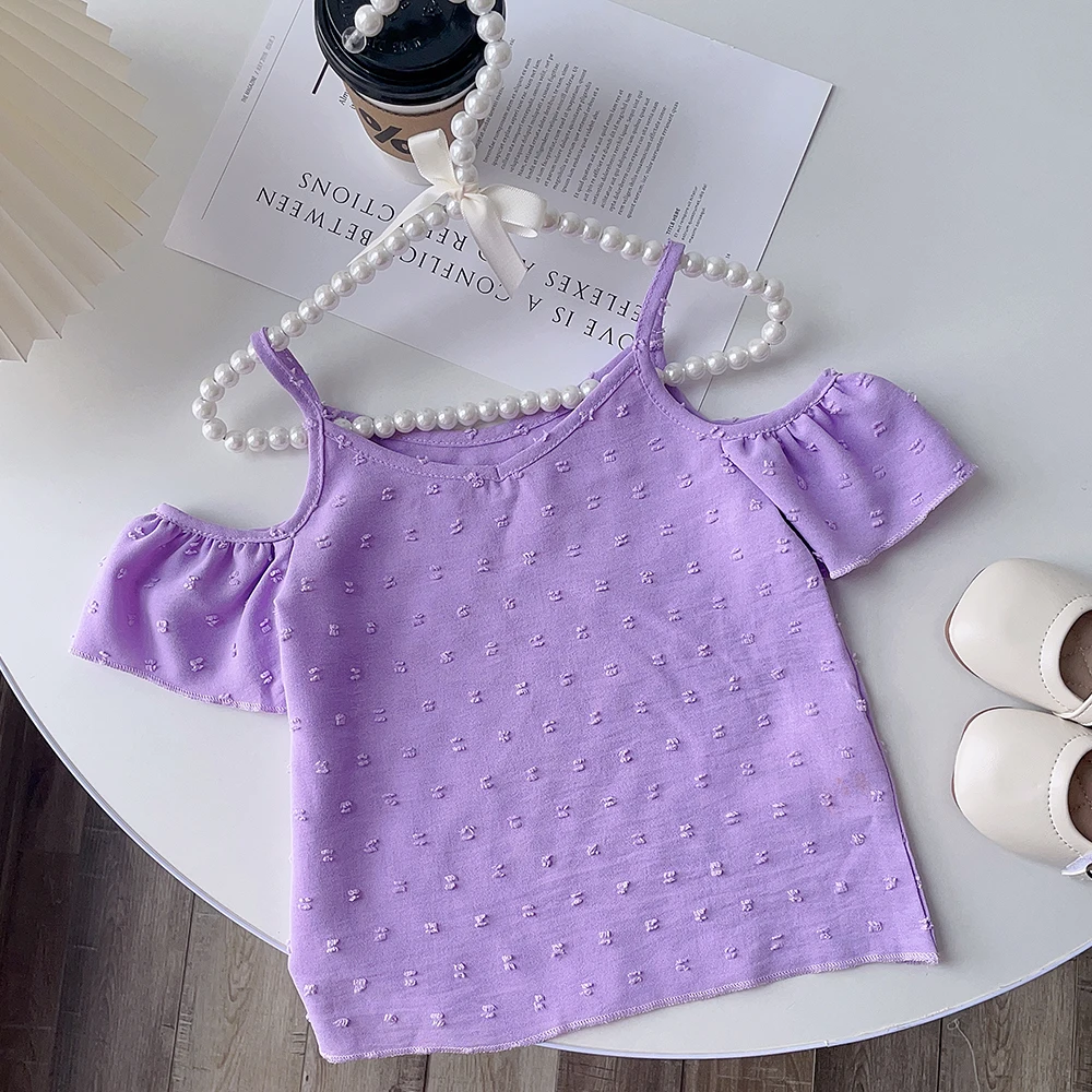 

Melario Kids Infant Shirts Short Sleeve Round Neck Jacquard Weave Suspended T-shirt Casual Summer Tops Tees Baby Girls Clothes