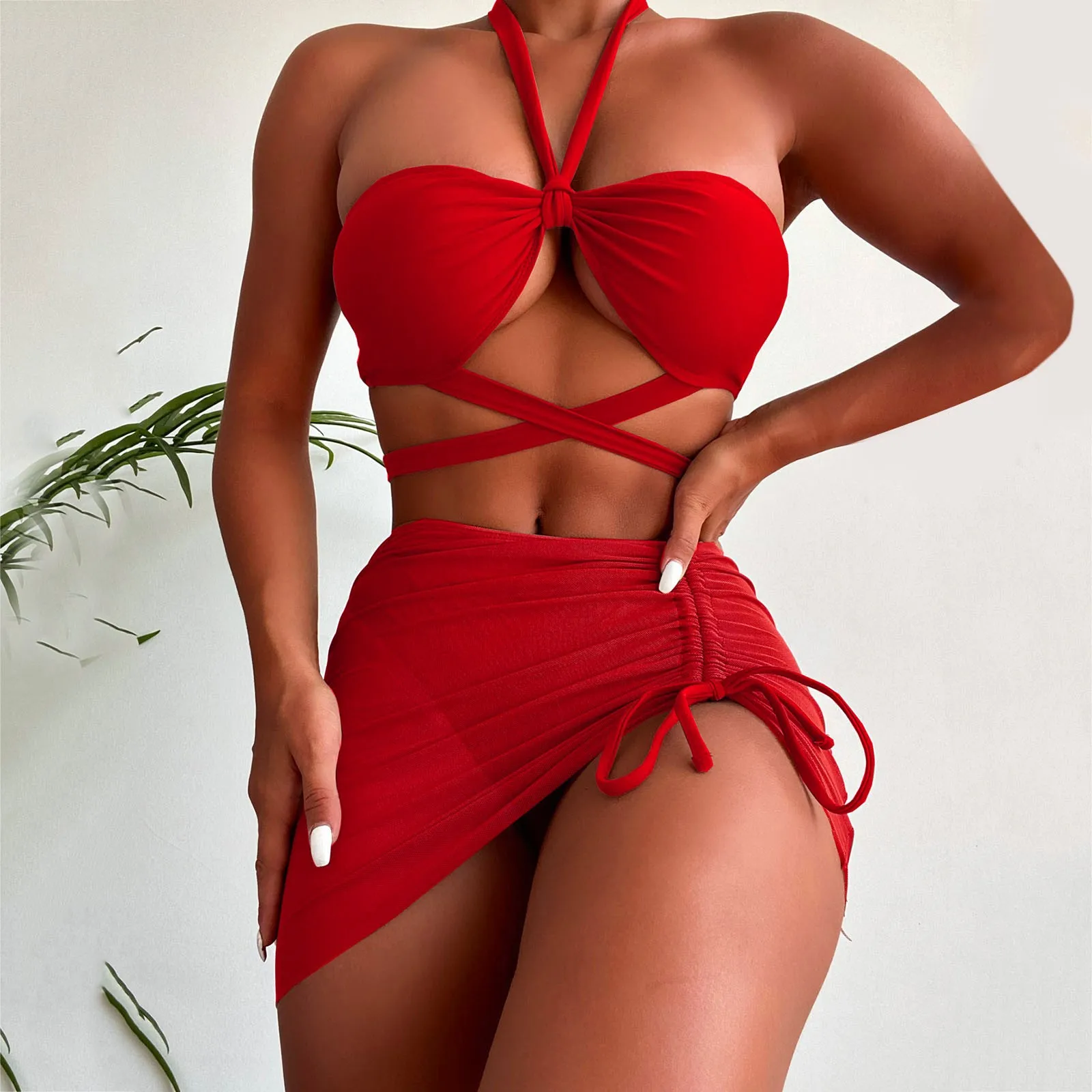 

Комплект бикини женский на лямках с завышенной талией, купальник с высокой талией, стринги, бикини с золотыми блестками, вощеные бусины для ...