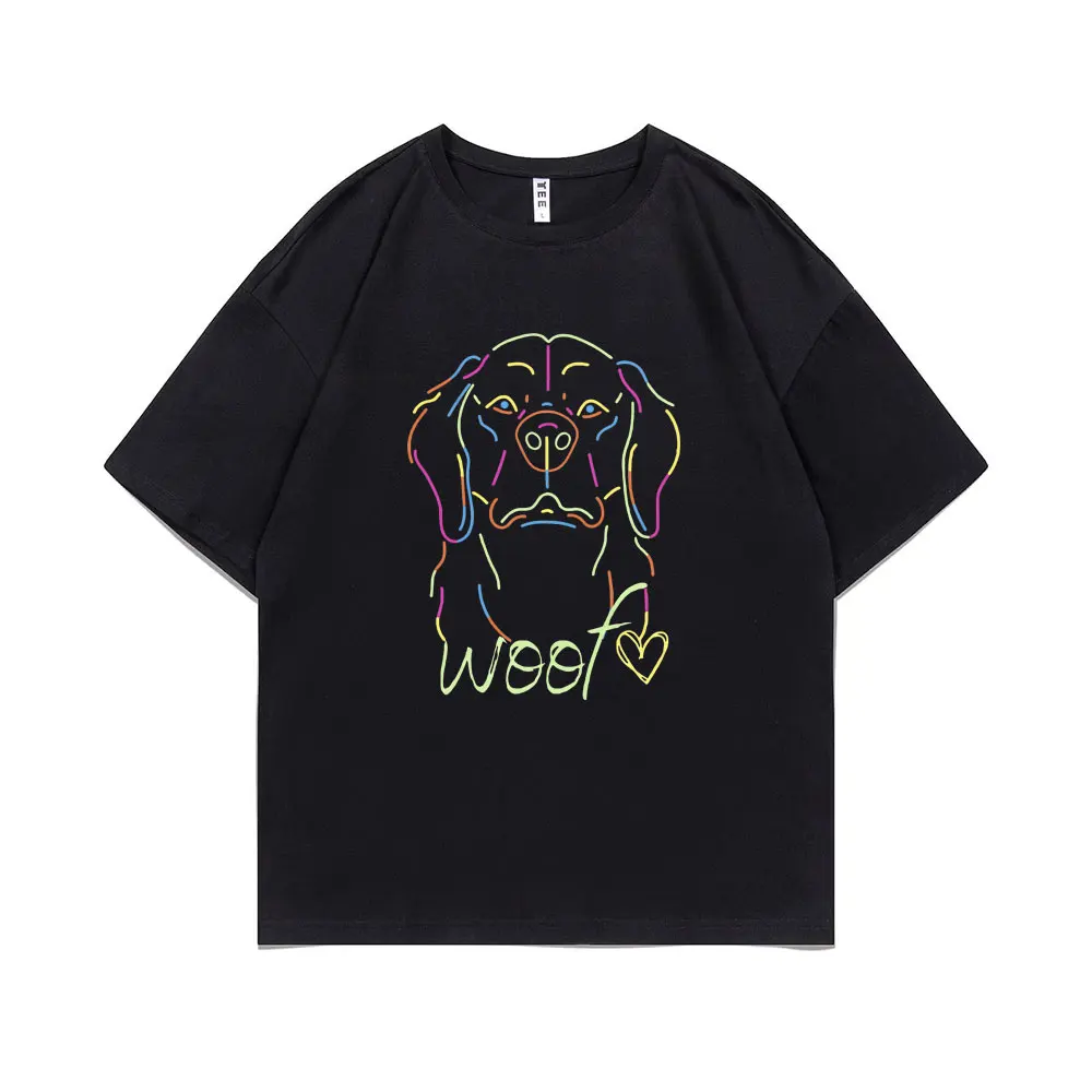 

Funny Cute Golden Retriever Woof Love Graphic T Shirt Men Women Fashion Casual Tshirt Summer Unisex Pure Cotton T-shirts Gift