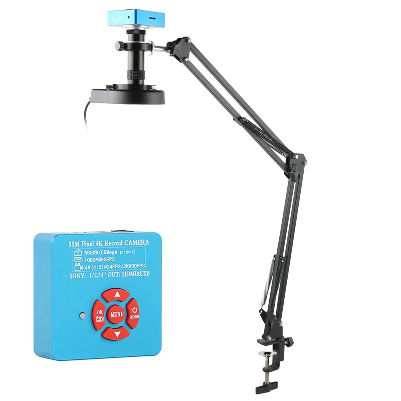 

55MP 48MP 4K 2K 1080P Цифровая электронная промышленная камера для микроскопа HDMI VGA USB 260X объектив с креплением C для ремонта телефона, пайки