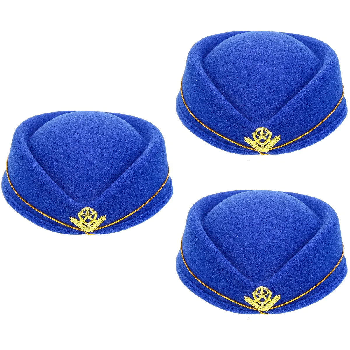 

3 Pack Airplane Decor Stewardess Cap Decorate Retro Wool Fascinator Woolen Hostesses Pillbox Hats Ladies