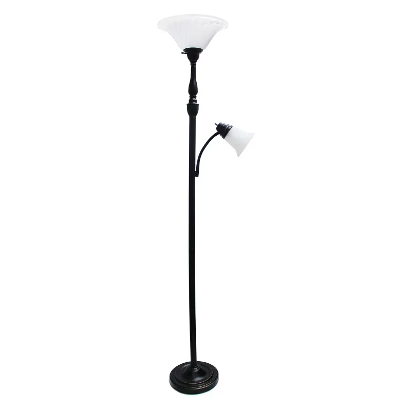 

Elegant Designs 2 Light Floor Lamp with White Marble Glass, Restoration Bronze