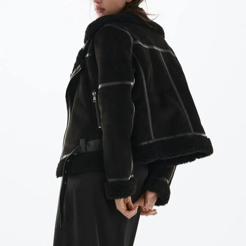 Coats Woman Winter 2022 Heavy Jackets Streetwear Vintage Fur Integrated Thickening Warm Loose Motorcycle Suit Long Sleeve Top