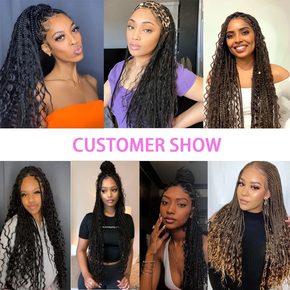 Goddess Box Braids Crochet Hair 22 Inch Bohemian Box Braids River Locs Curly Ends 24 Strand/Pack Synthetic Braids Extensions images - 6