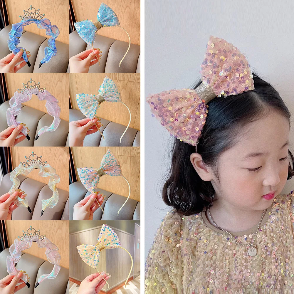 

2022 New Girls Cute Colors Crystal Crown Princess Hairbands Headwears Children Lovely Hair Hoop Headbands Kids Hair Accessories