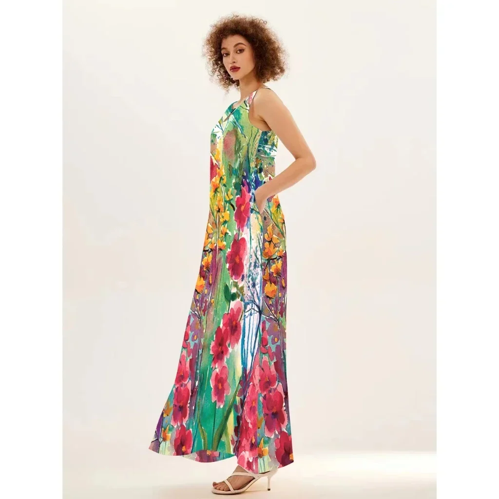 Модное Повседневное платье без рукавов с V-образным вырезом