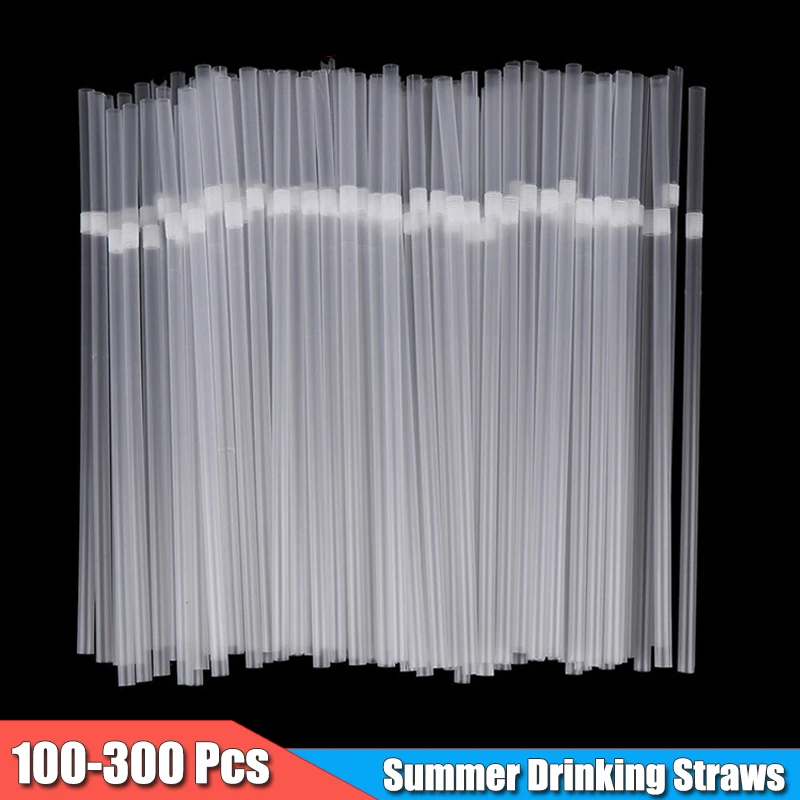 

100-300Pcs Transparent Plastic Straws for Drinking Bar Party Beverage 21 Cm Long Drink Disposable Kitchenware Cocktail Rietjes