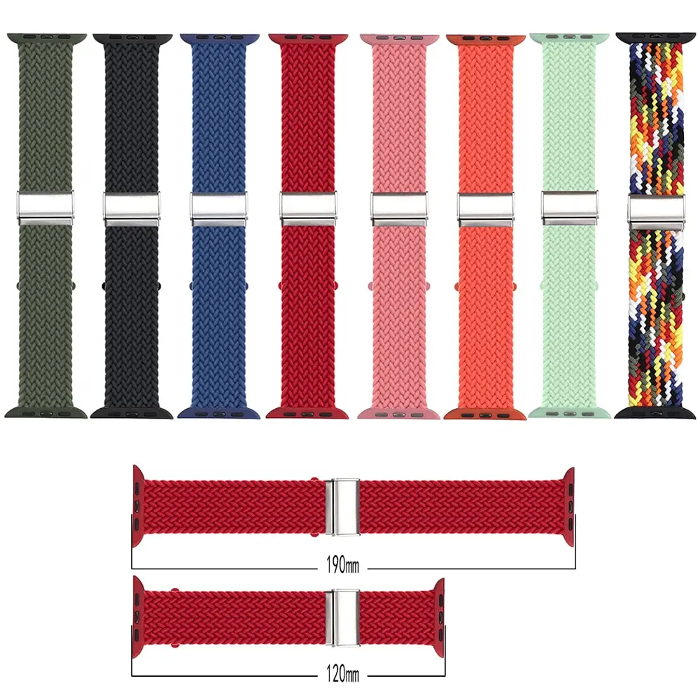 

Elastic Nylon Strsp For Apple Watch 8 Bnad 45mm 44mm 41mm 40mm 38mm 42mm Braided Loop Watchband for iWatch Series 7 6 SE 5 4