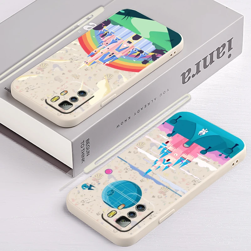 

Fashion Luxury disney castle Phone Case For Xiaomi Redmi Note 11 11S 11T 10S 10 9S 9T 9 8T 8 Pro Plus 5G Liquid Rope Cover