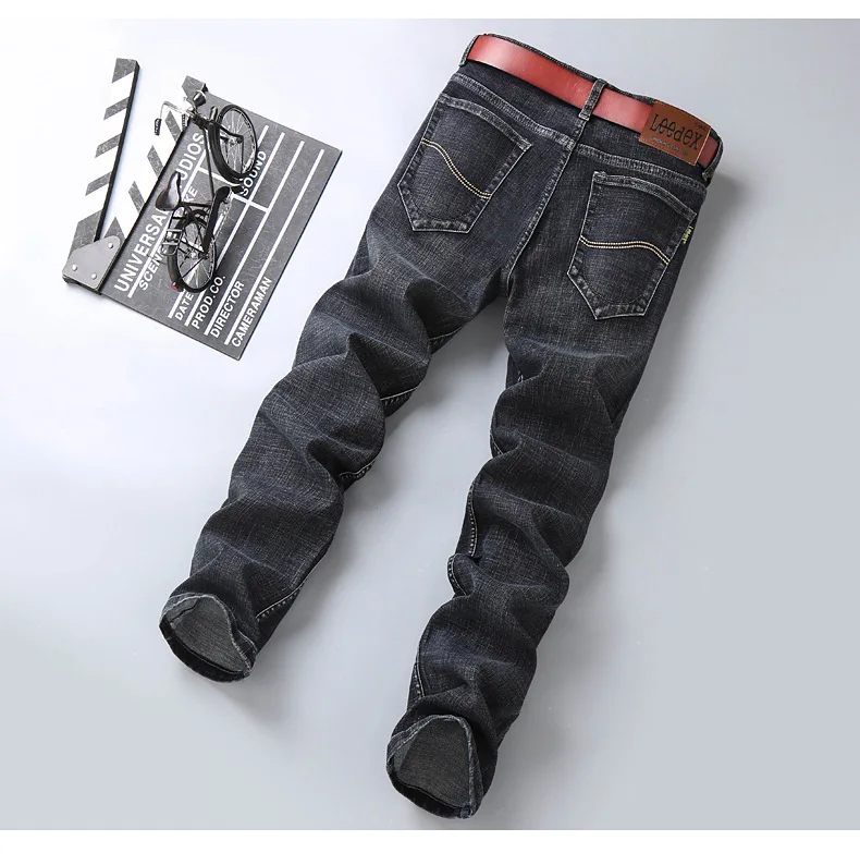 Men's Brand Spring/Summer Straight Denim Trousers Loose Business Casual Slim Stretch Korean Thin Section