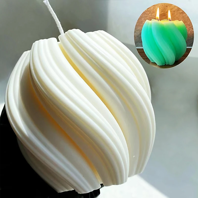 

Abstract Art Geometric Rotating Waves Silicone Candle Mold DIY Columnar Candle Making Soap Resin Mold Gifts Craft Home Decor