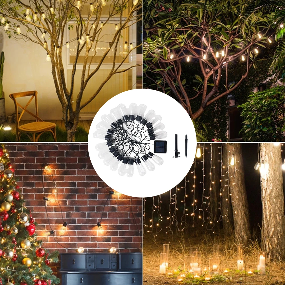 

LED Solar String Lights Christmas Decoration Light Bulb IP65 Waterproof Patio Lamp Holiday Lighting For Outdoor Garden