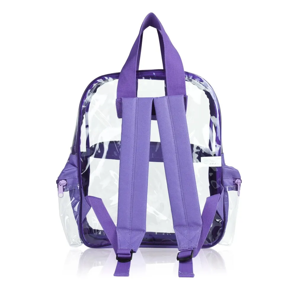 Small Clear Backpack Transparent PVC Security Security School Bag in Purple