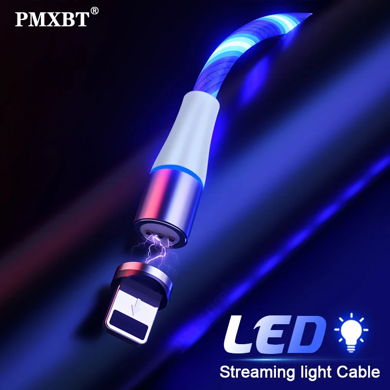 

3A Magnetic USB Cable For iPhone X Xiaomi Samsung S7 Huawei Type C Cable LED Fast Charging Data Charge Micro USB Cable Cord Wire