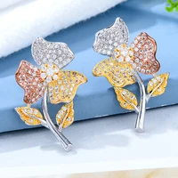 missvikki flowering branch jewelry stud earrings cubic zirconia 3 colors bridal women wedding engagement anniversary jewelry