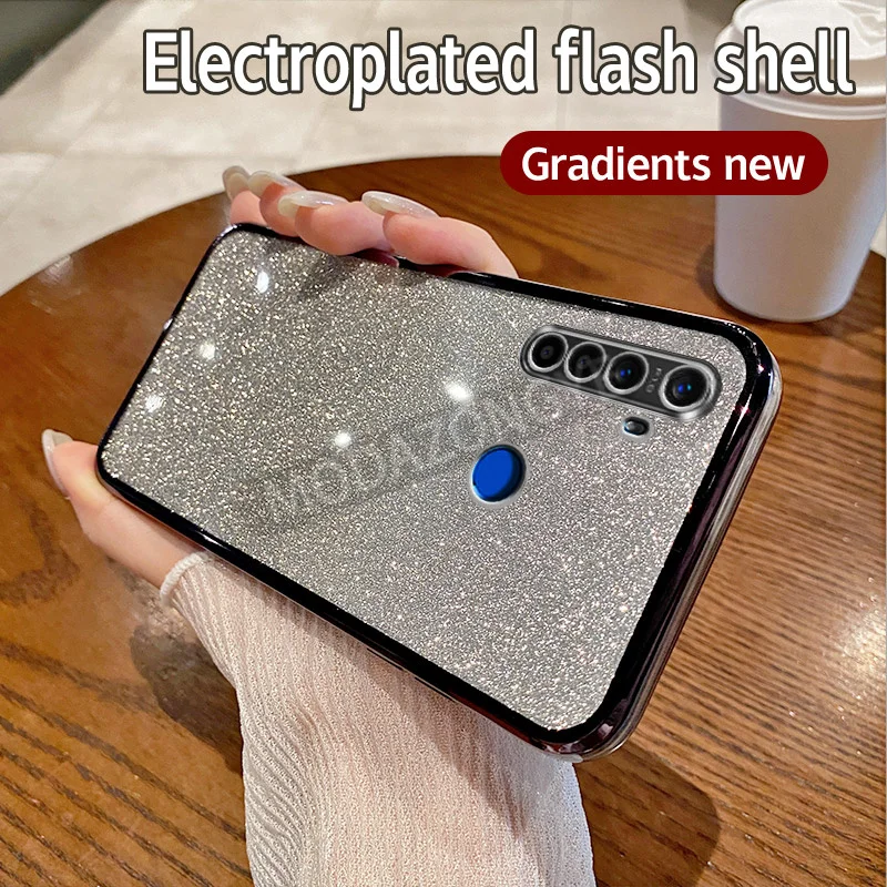 Чехол-накладка из мягкого ТПУ с блестками для Realme 5 Pro