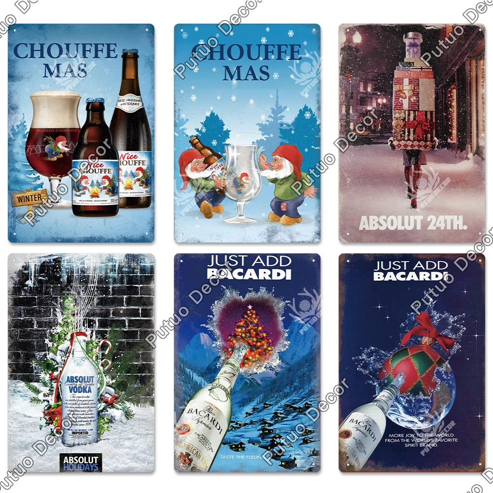 Декор Putuo Рождественский пивной металлический знак винтажный постер украшение