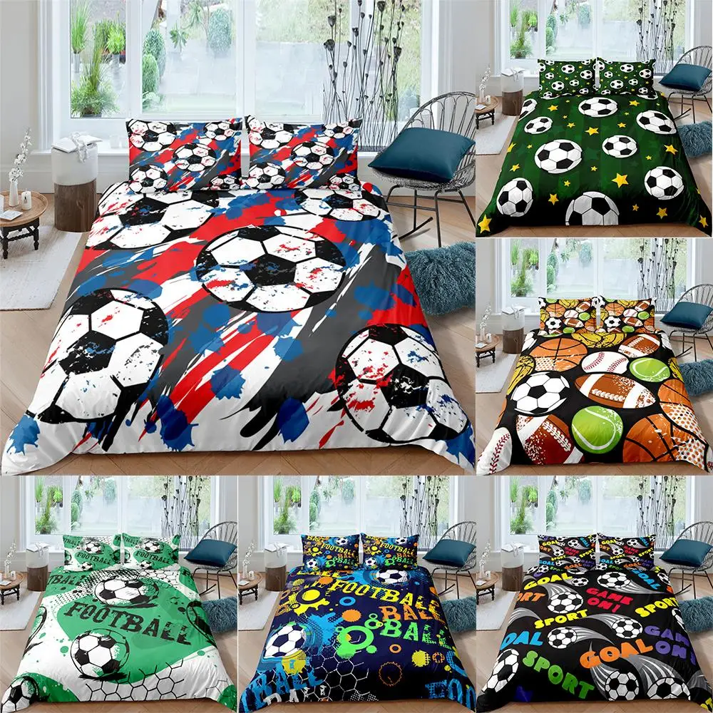 

Football Printing Quilt Cover Single Full Queen King Size Football Basketball Sports Bedding Set Duvet Cover Home Textiles
