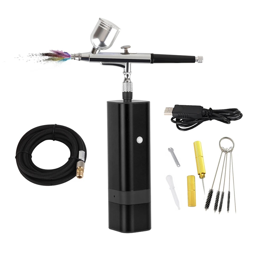 TM80S-131 Black And Red Color Cordless Air Brush With Compressor Kit Protable Airbrush Spray Pneumatic Tool With 1.2M Hose