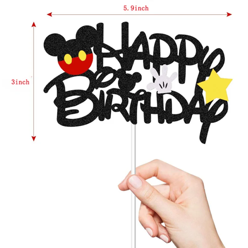 Disney Mickey Mouse Cake Topper Cartoon Party Decorations for Baby Shower Kids Favors Cake Flag Anniversaire Party Cake Supplies images - 6