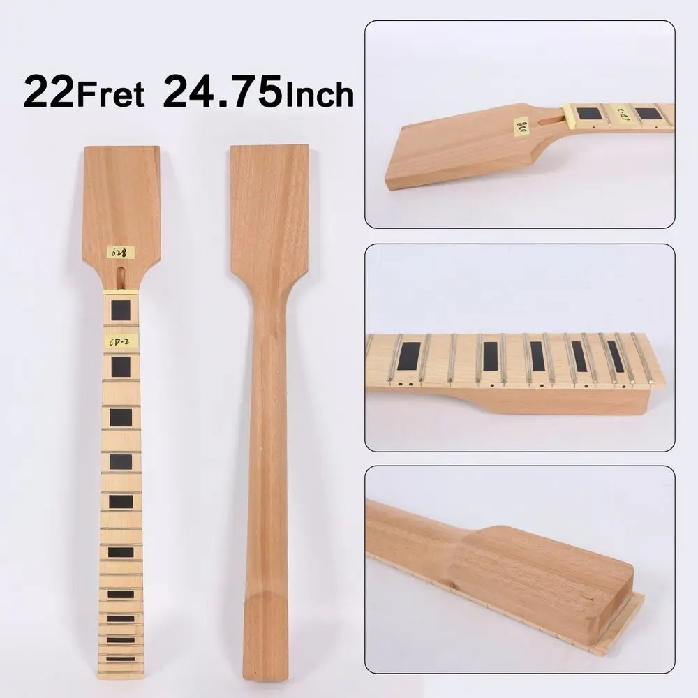 

Yinfente 22fret New Guitar Neck 24.75 Inch Mahogany Maple Fretboard Block Inlay