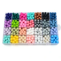 50pcs silicone beads 15mm baby teether necklace bracelet diy food grade round bpa free