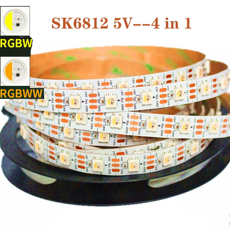 SK6812 Lamp Tape Smart Lights 60leds/m addressable RGBW RGBWW 4 colors in 1 LED Strip SMD 5050