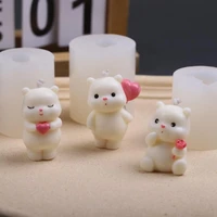 cute bear silicone mold mini bear mold for candle making diy candle cake mold decoration aromatherapy plaster mold soap mold
