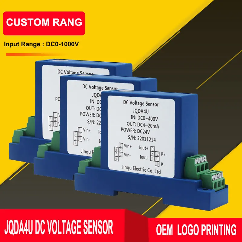 

Преобразователь напряжения JQDA4U DC 0-1000 В, Φ 4-20 мА, аналоговый выход, датчик высокого напряжения