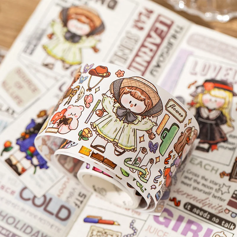 

Лента Washi с мультяшными персонажами для скрапбукинга и модного дизайна, с ретро-стилем Aguo