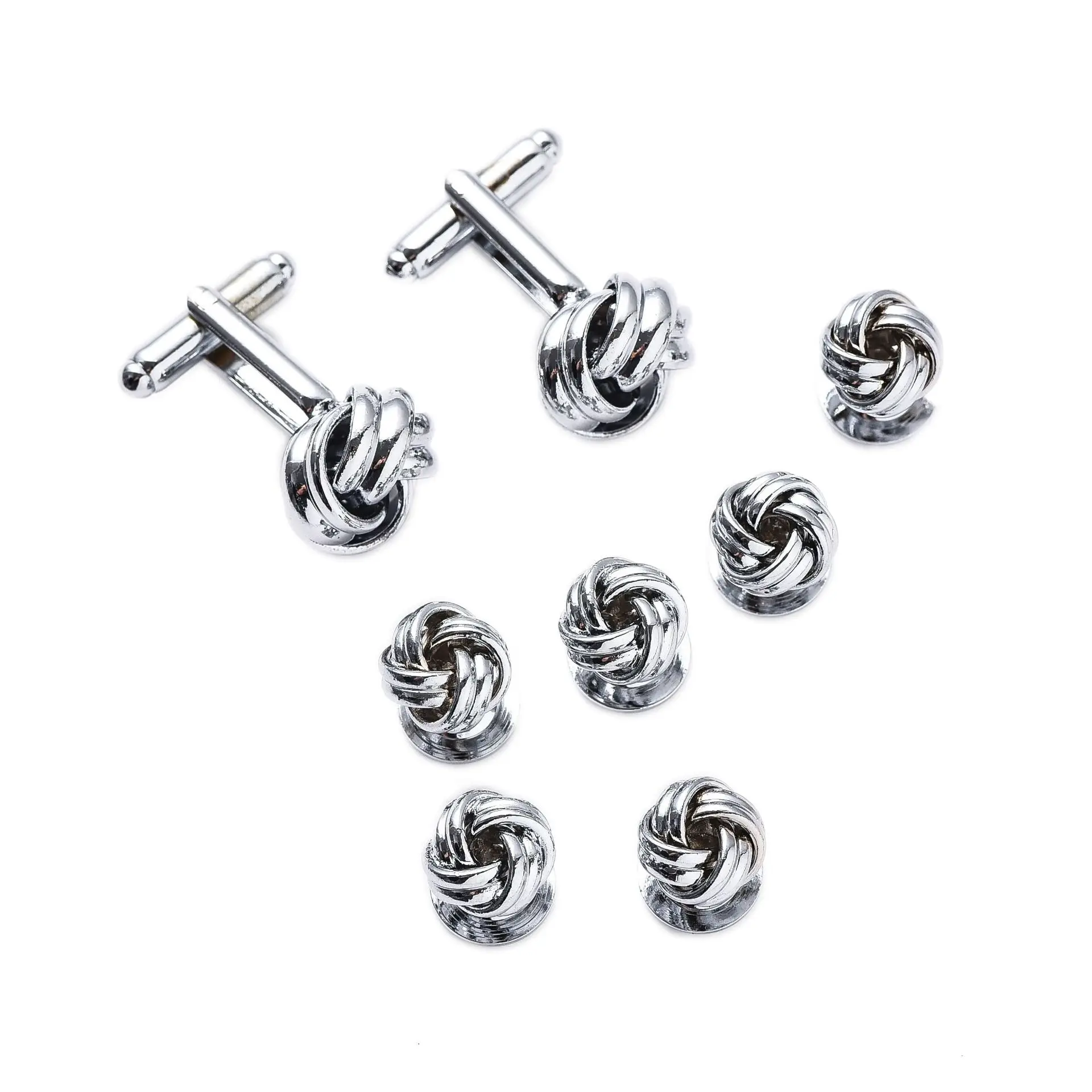 

Twist Knot Cufflinks and Studs Set for Men Tie Clasp Cuff Links Shirts Classic Clip Match Business Wedding Formal Suit