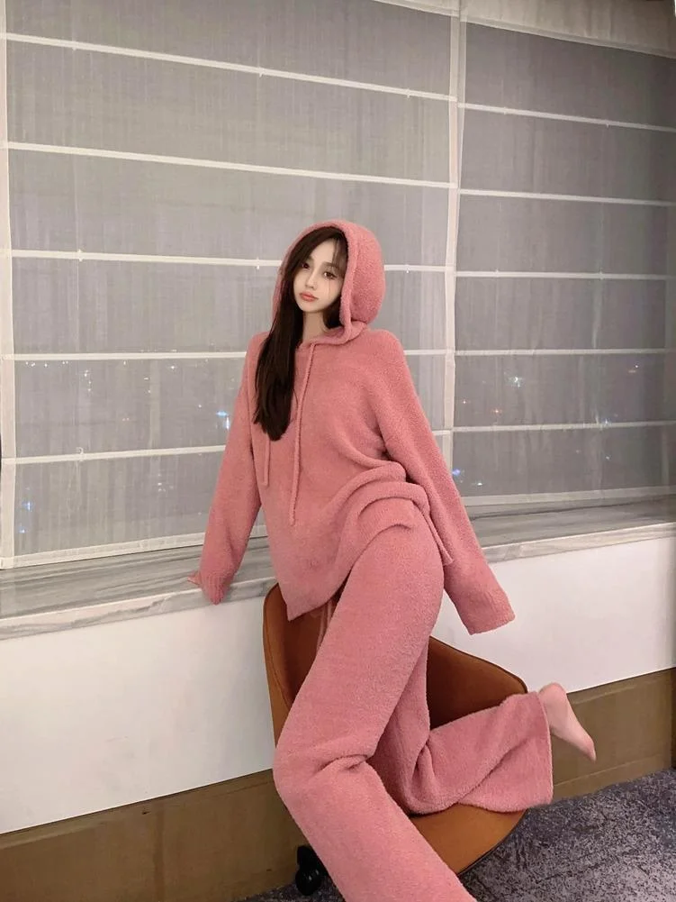 Японские полубархатные пижамы GP женские зимние утолщенные теплые коралловые