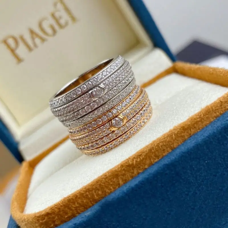 

Piaget Classic Luxury Brand Jewelry High Quality 925 Silver Four rows of diamonds turning ring For Women Pertty Gift Quality