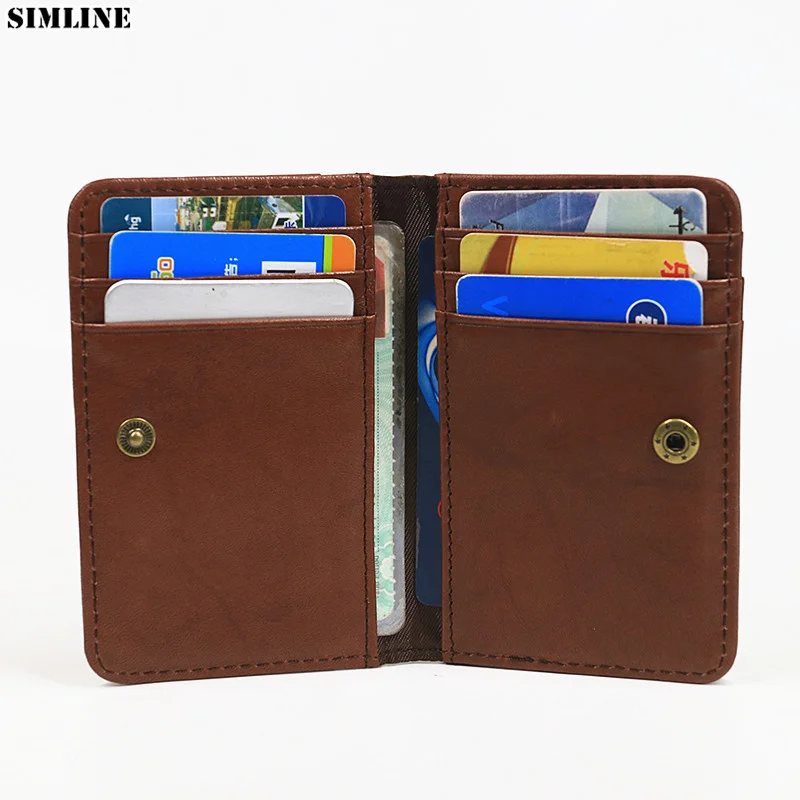 

100% Genuine Leather Card Holder For Men Vintage Short Bifold Hasp Credit Card ID Case Slim Mini Small Wallet Purse Organizer