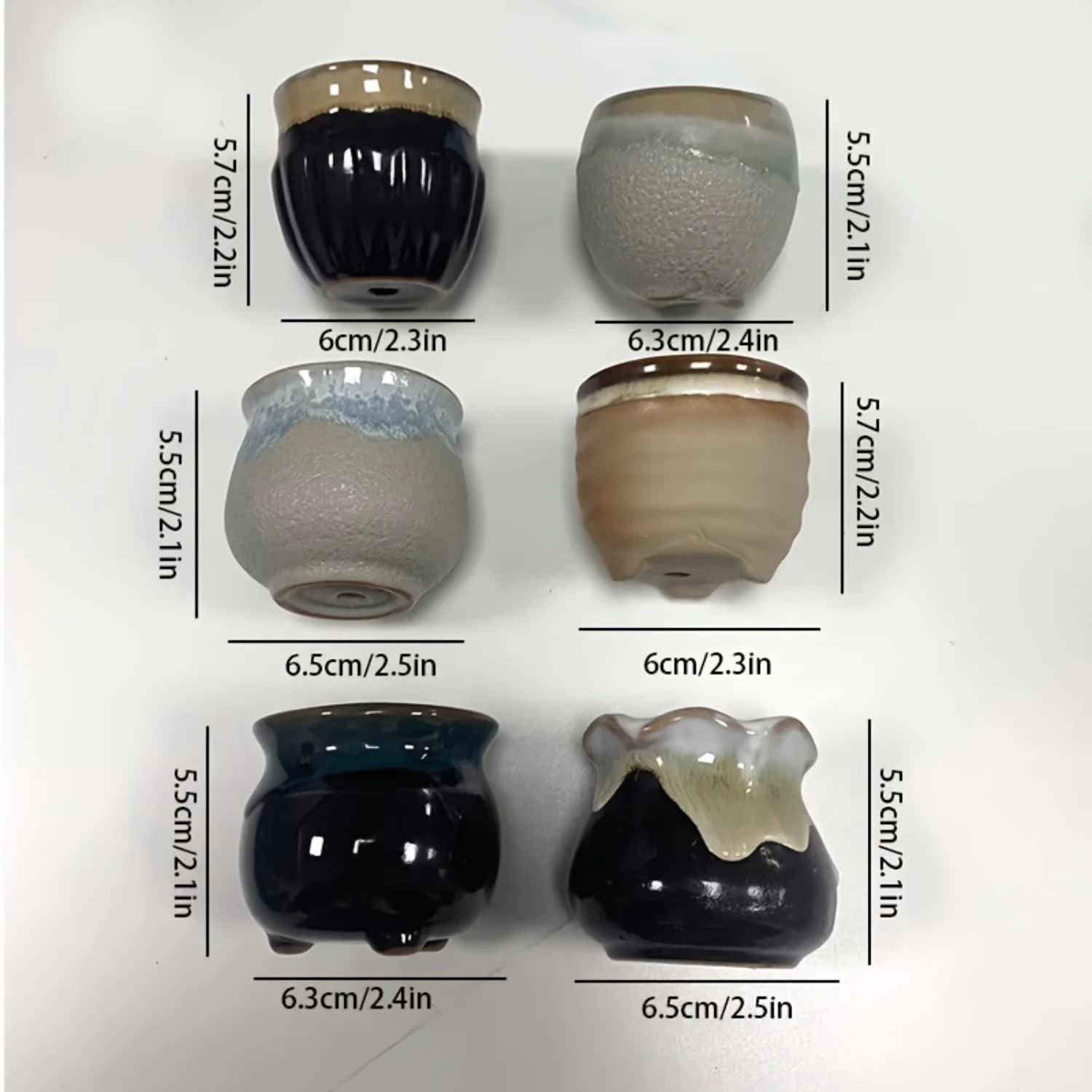 6 шт. мини-поток глазурованный цветок микропейзаж цветочный горшок бонсай для