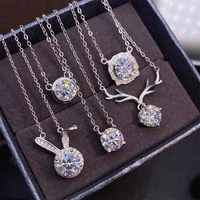 new trendy silver plated star antlers rabbit pendant necklaces for women shine white cz stone inlay fashion jewelry party gift