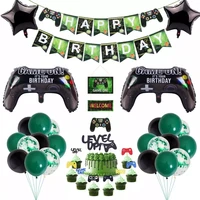 black gamepad boy game on foil balloon happy birthday party decorations kids toy match props gaming gift birthday party supplies