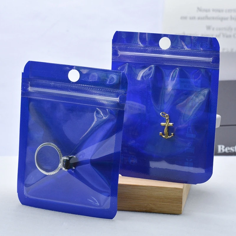 

100Pcs Jewelry Bag Self Seal Plastic Zipper Bag Clear PVC Rings Earrings Packing Storage Pouch Jewelry Clear Lock Bag