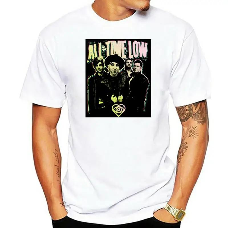 

All Time Low Men'S Neon Slim Fit T-Shirt Black For Youth Middle-Age The Elder Tee Shirt