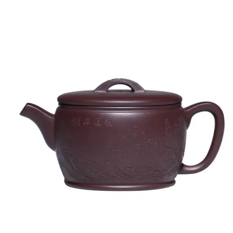 

180ml Chinese Yixing High-end Purple Clay Teapots Famous Artists Handmade Large Caliber Tea Pot Beauty Kettle Zisha Tea Set