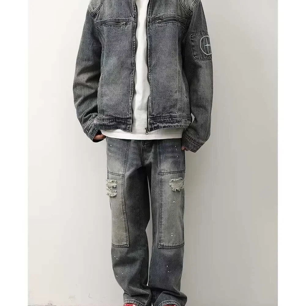 Новая Винтажная джинсовая куртка в американском стиле для мужчин и женщин