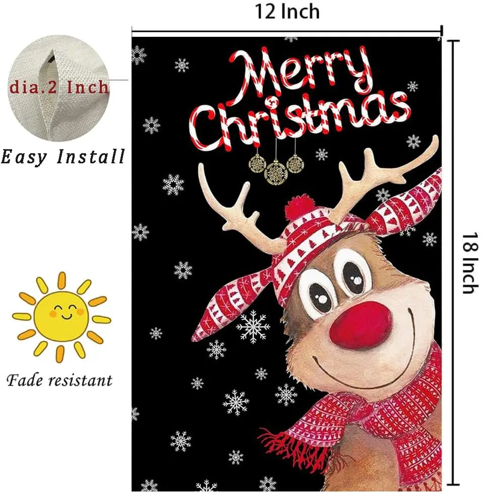RABUSOFA Рождественский садовый флаг с оленями 12x18 дюймов двухсторонний для улицы