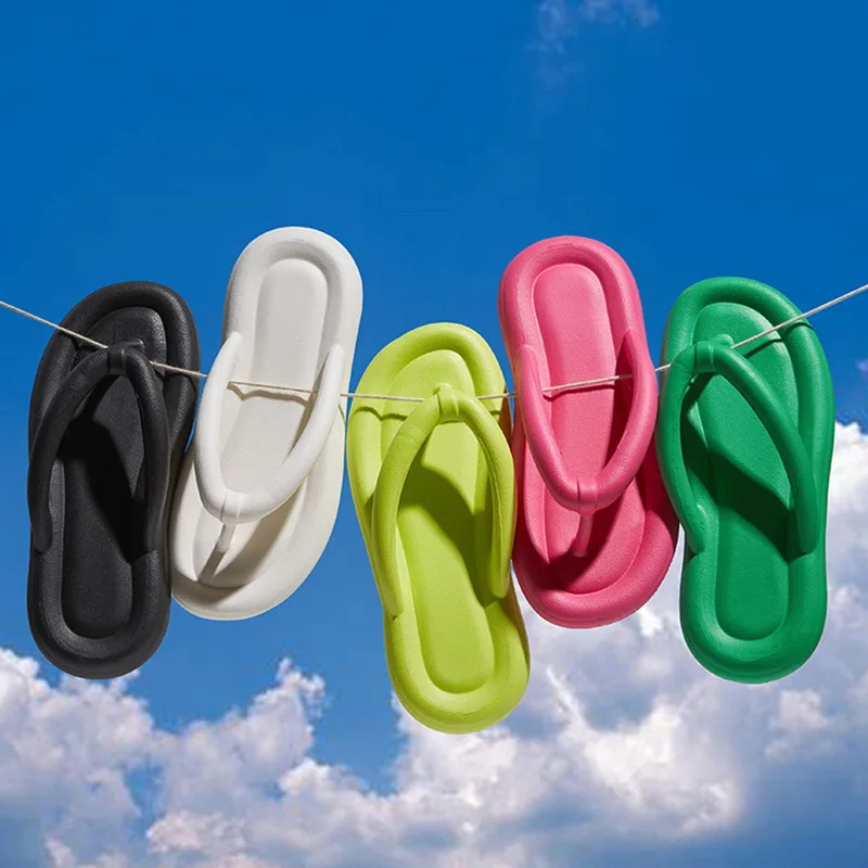 

Men'S Flip Flops New Summer Indoor And Outdoor Solid Color Flip Flops Beach Casual Smooth Home Non-Slip Eva Bathroom Slippers