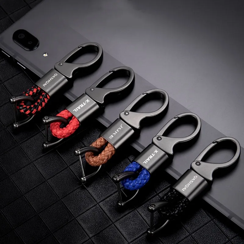 

Leather Cord Car Key Chain Horseshoe Key Ring for QASHQAI J10 J11 J12 X-TRAIL T31 T32 JUKE Auto Accessories