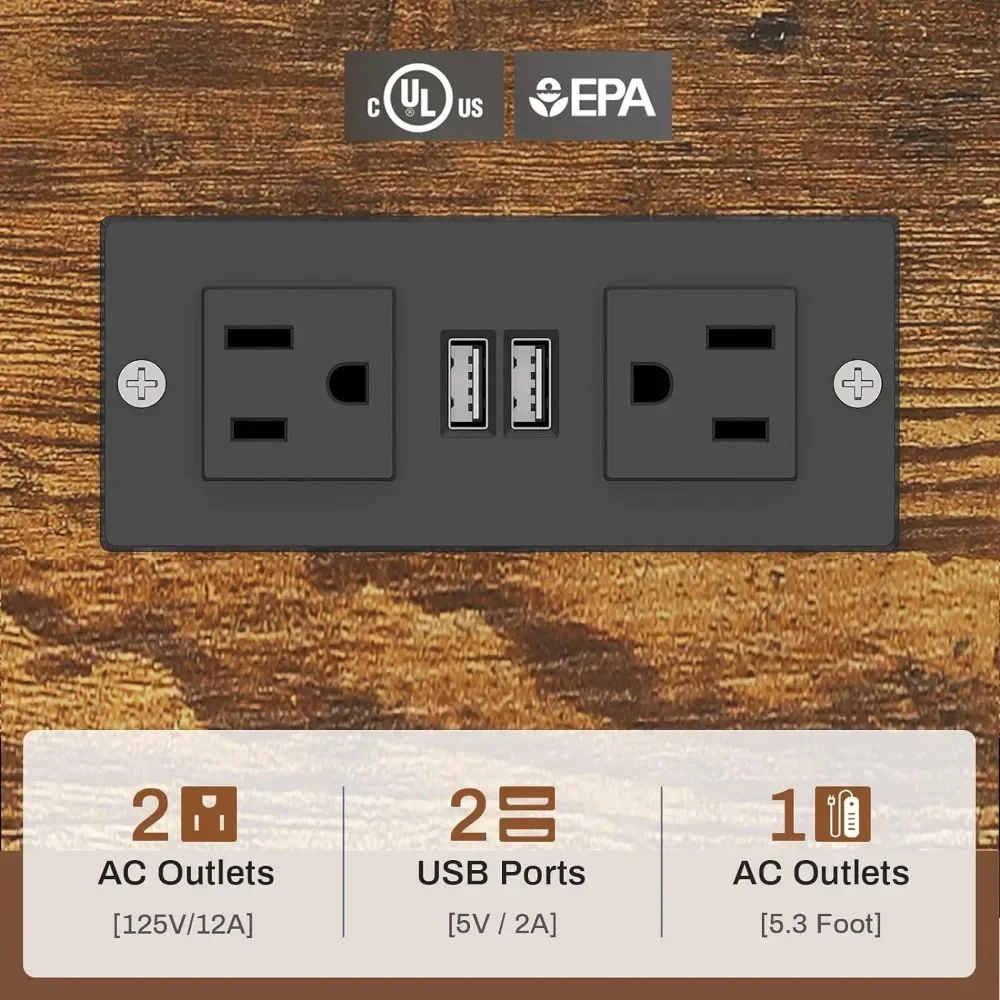Стол компьютерный SEDETA L-образный 63 дюйма с 5 выдвижными ящиками и розеткой питания