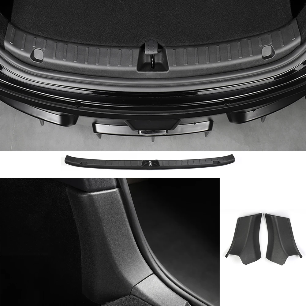 For Tesla Model Y Rear Trunk Threshold Bumper Door Sill Guard Protector Cover ABS Tail Box Anti-Scratch Accessories Modification