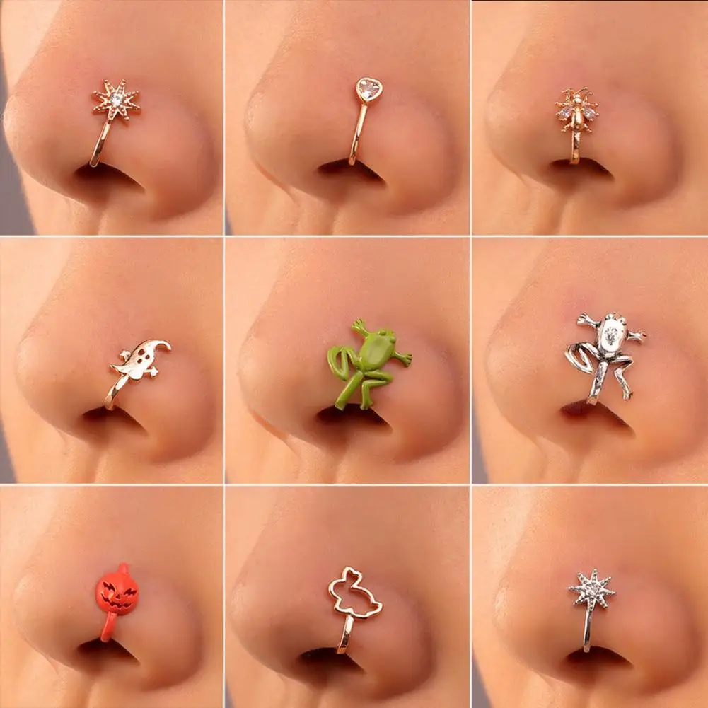 

Fake Nose Ring Frog U Shape Cartoon Shiny Cubic Zirconia Nose Cuff for Party