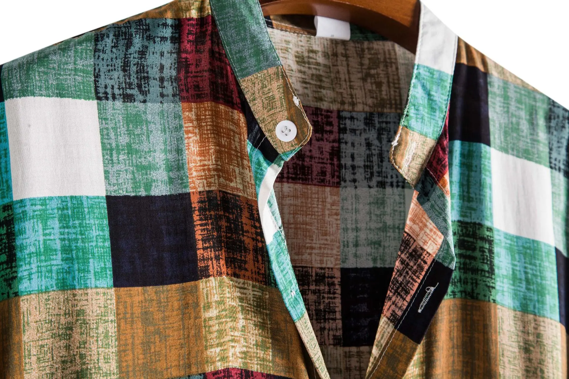 Гавайские мужские рубашки в клетку повседневные на одной пуговице пляжные