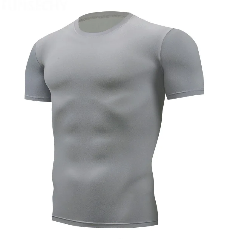 Camiseta de compresión para correr de secado rápido para hombre, traje de fútbol transpirable, ropa deportiva ajustada para Fitness, camisa de manga corta para entrenamiento